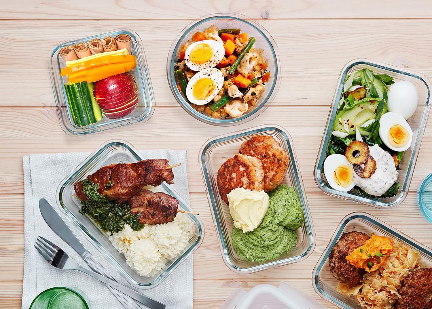 M MCIRCO Glass Food Storage Containers - 30-Piece Airtight Meal Prep Set with Snap Locking Lids | Microwave, Oven, Freezer Safe