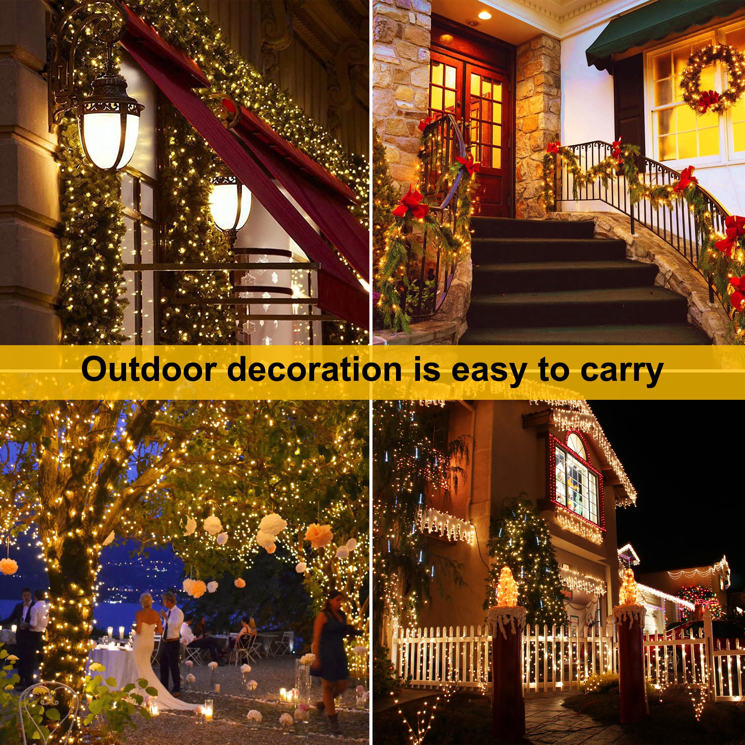 100LED Micro LED Lights 8 Modes with Twinkle String Light for Indoor Outdoor Christmas Tree Wreath Party Decoration Warm White 2Pack