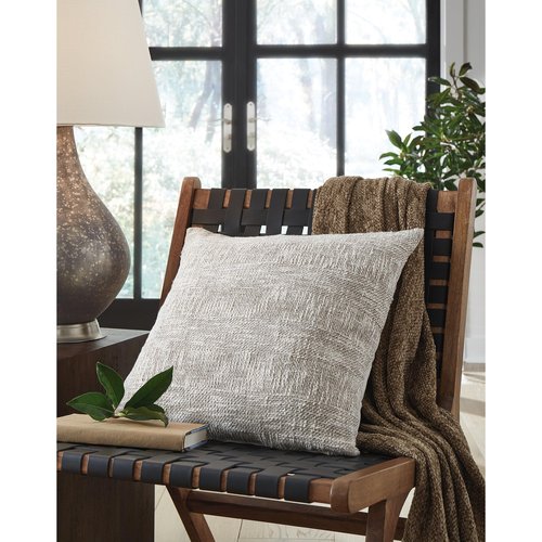 Signature Design by Ashley Carddon Casual 20x20 Inches Striped Throw Pillow with Zipper Closure, White & Light Brown