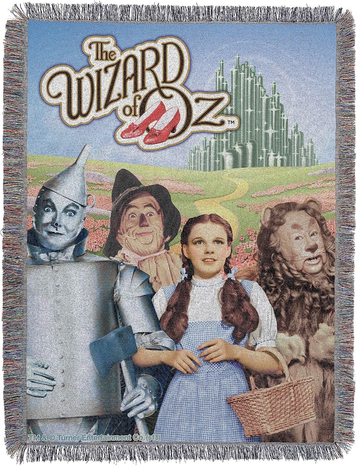 NORTHWEST Warner Brothers Wizard of Oz, 'Group' Woven Tapestry Throw Blanket, 48" x 60", Multi Color