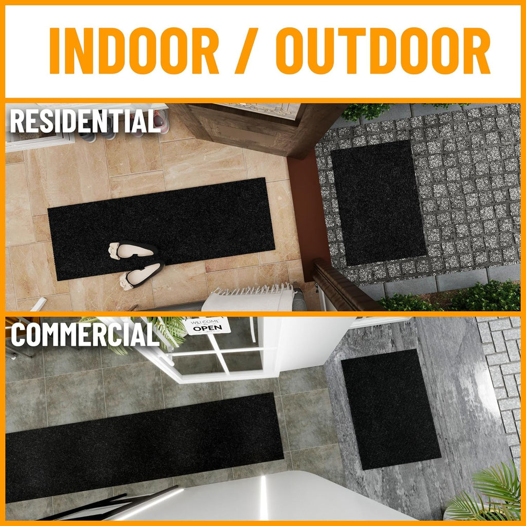 Ottomanson Hallway Runner Rug - Durable Non-Slip Mat for Indoor & Outdoor Use | 2' x 6' Black Carpet