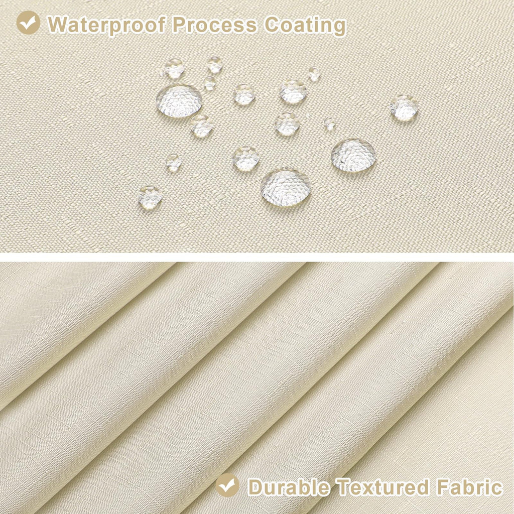 MitoVilla 3 in 1 Shower Curtain Set, Neutral Modern Slub Textured Fabric Shower Curtain and Clear PEVA Liner Set with 12 Double Sided Steel Hooks, Waterproof Fabric Hotel Bathroom Curtain-72x72