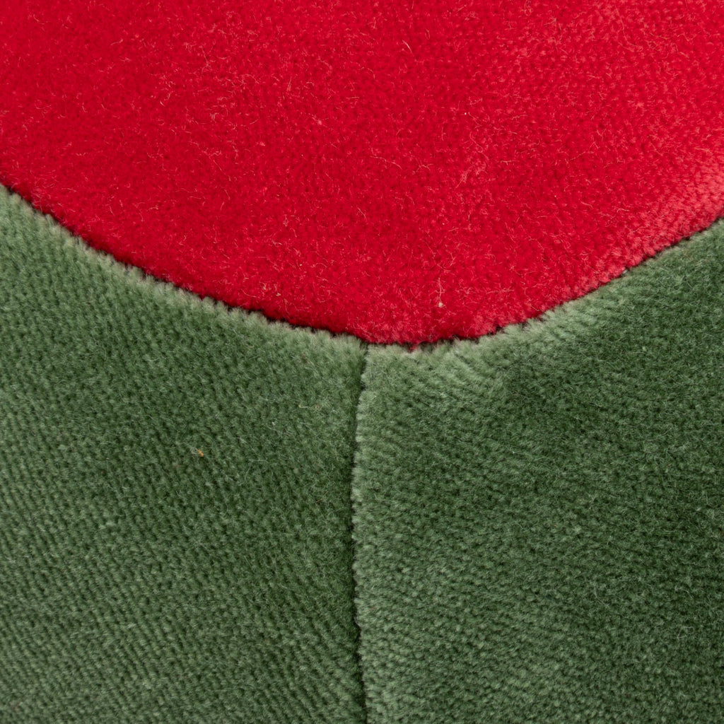 Creative Co-Op Cotton Velvet Olive Shaped Pillow, Green and Red