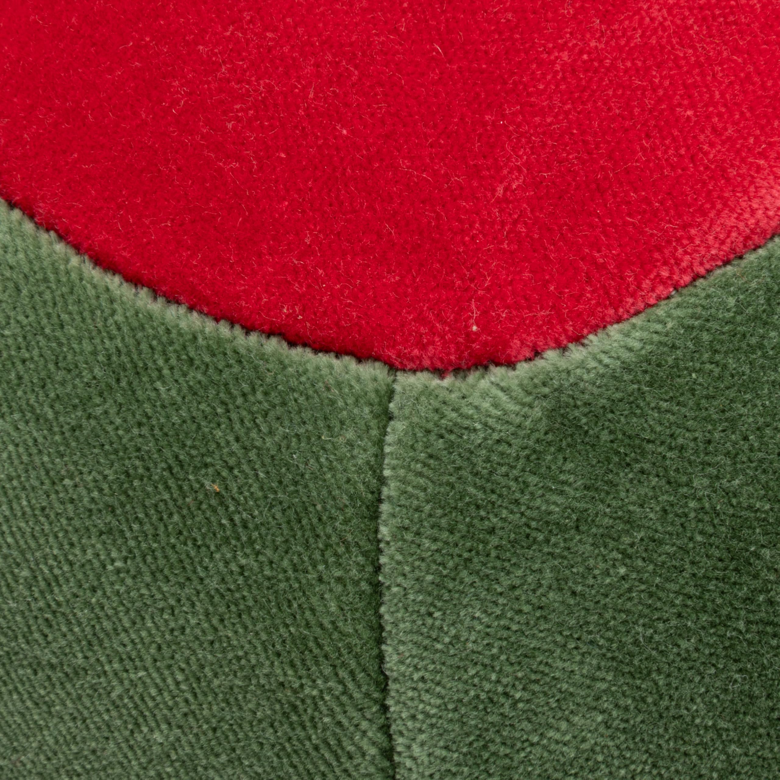 Creative Co-Op Cotton Velvet Olive Shaped Pillow, Green and Red