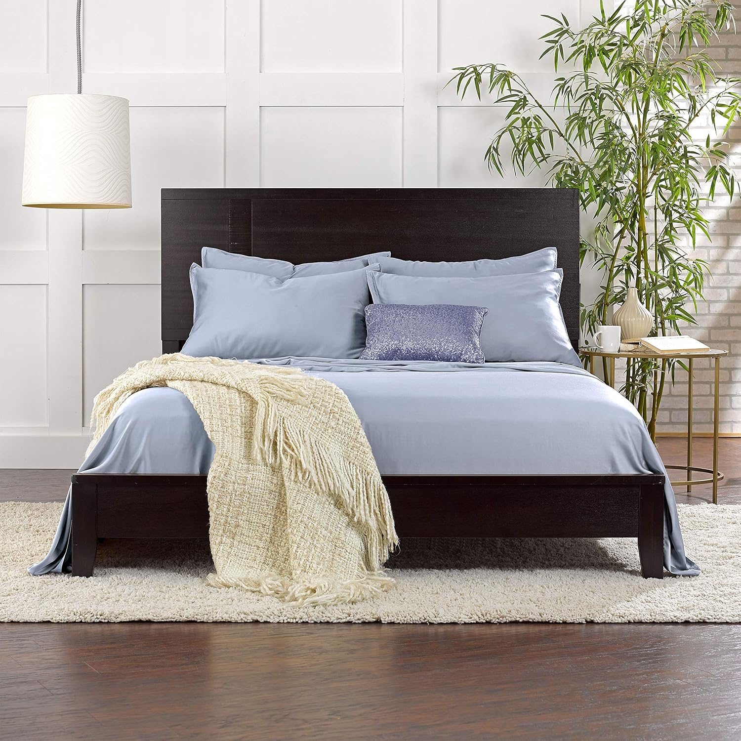 Pure Bamboo Split King Sheets - 100% Organic Viscose Bed Sheet Set, Soft & Cooling, 2 Fitted Sheets (Sterling Blue)