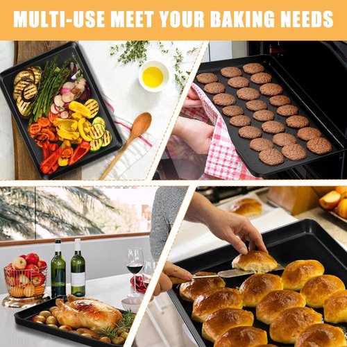 E-far Nonstick Baking Sheet Set - Heavy-Duty Cookie Sheets with Cooling Racks | 16 x 12 Inch, Easy Clean