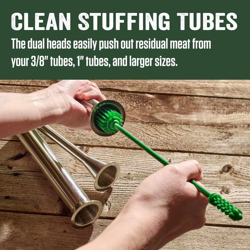 LEM Products Silicone Dual-Head Stuffing Tube Cleaning Brush, Bottle Brush, Green, 12"