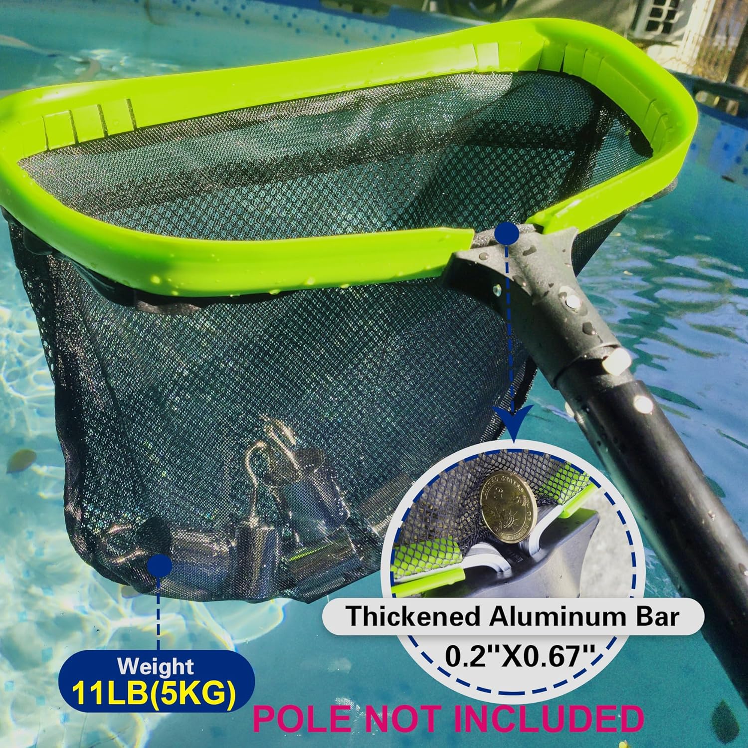 Sepetrel Pool Net - Professional Leaf Skimmer for Efficient Cleaning | Heavy-Duty Aluminum Frame & Deep Bag