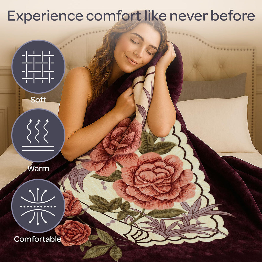 Throw Blanket - Oversized 91x74 Machine-Washable Bedding - Mink-Style 7.5lb Weighted Blanket for Bed or Sofa by Lavish Home (Rose)