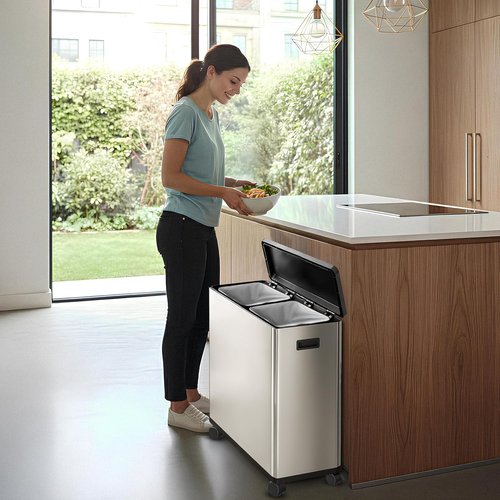 HOLDN’ STORAGE 60L Dual Kitchen Trash & Recycling Bin - Motion Sensor, Soft-Close Lid, Stainless Steel