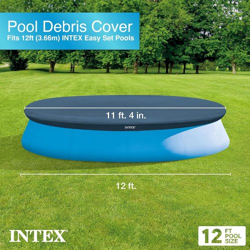 INTEK 28022E Pool Cover - Durable Protection for 12ft Round Easy Set Pools | Includes Rope Tie & Drain Holes