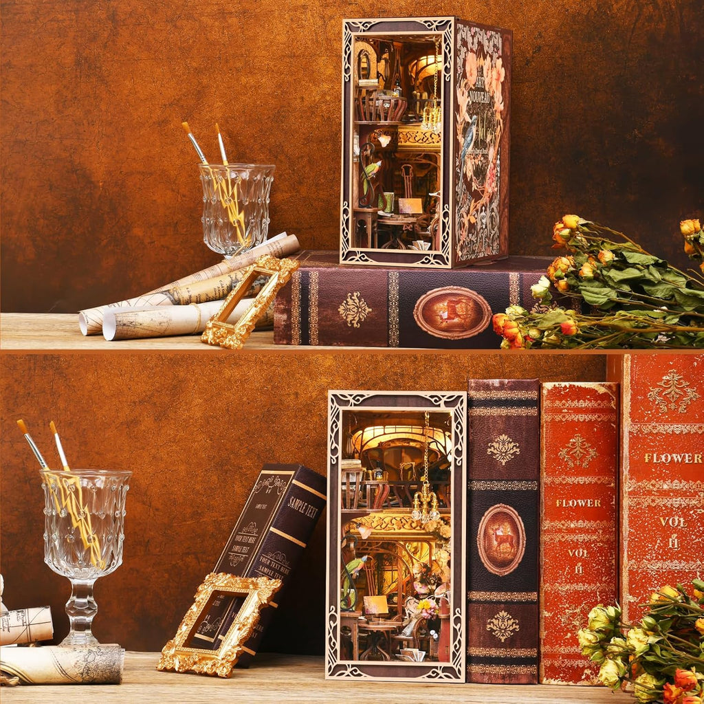 MiniCity Book Nook Kit - DIY Miniature Dollhouse Bookend Decor with LED Light | Painter's Day at Dusk