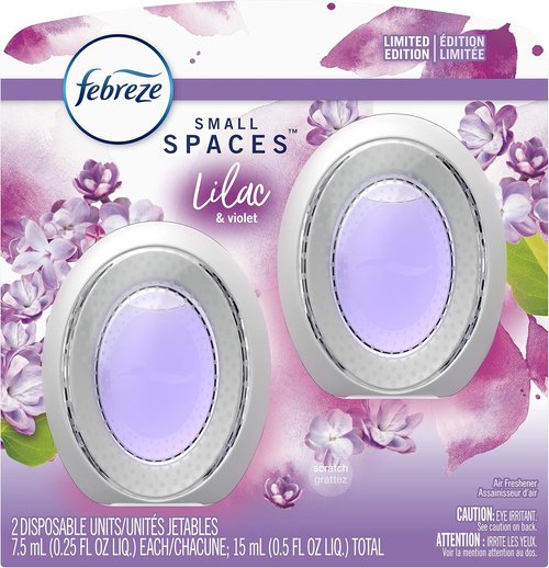 Febreze Small Spaces Air Freshener - Lilac & Violet Scent | 2 Count for Long-Lasting Freshness