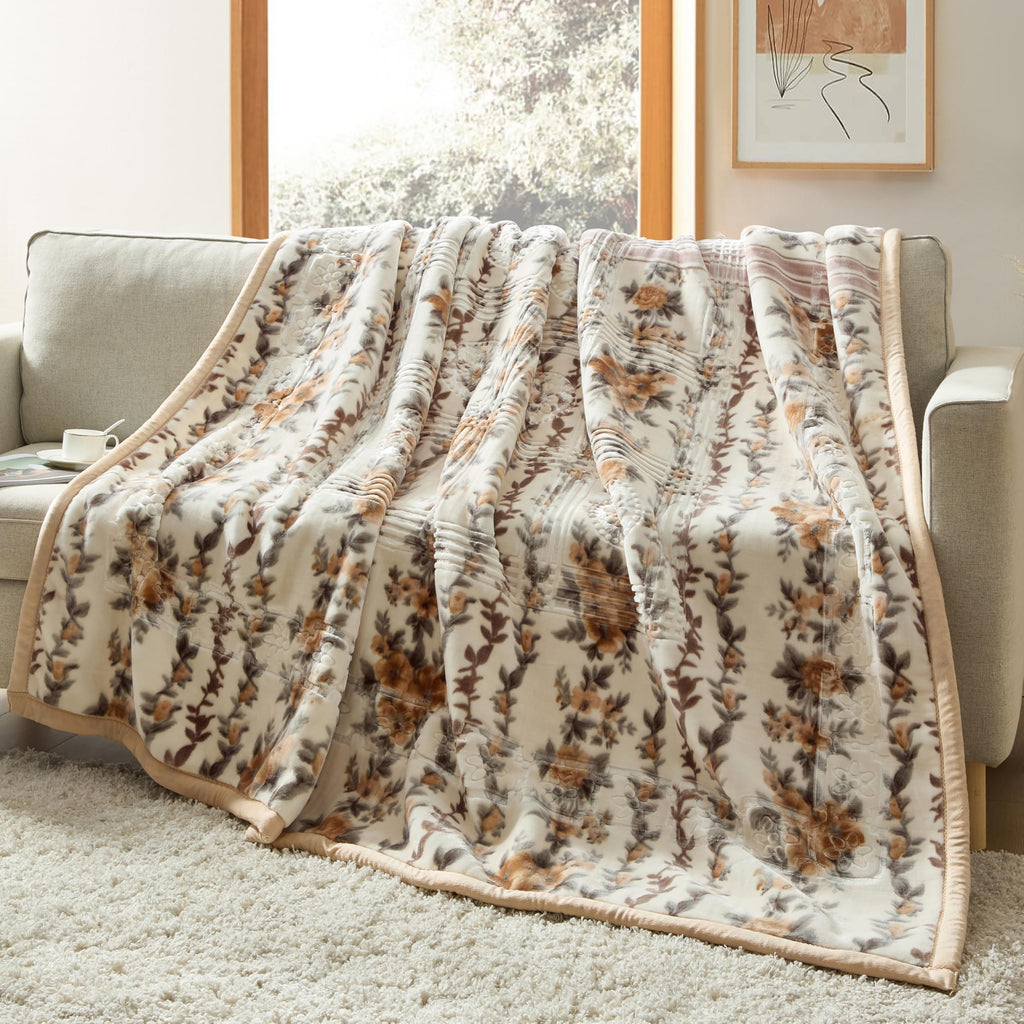 Nestl Korean Mink Blanket King Size - 12 Lbs Velvet Fleece Korean Blanket - 2 Ply Warm & Thick Winter Blanket - Wrinkle & Fade Resistant - 87 x 94 Inches (Beige)
