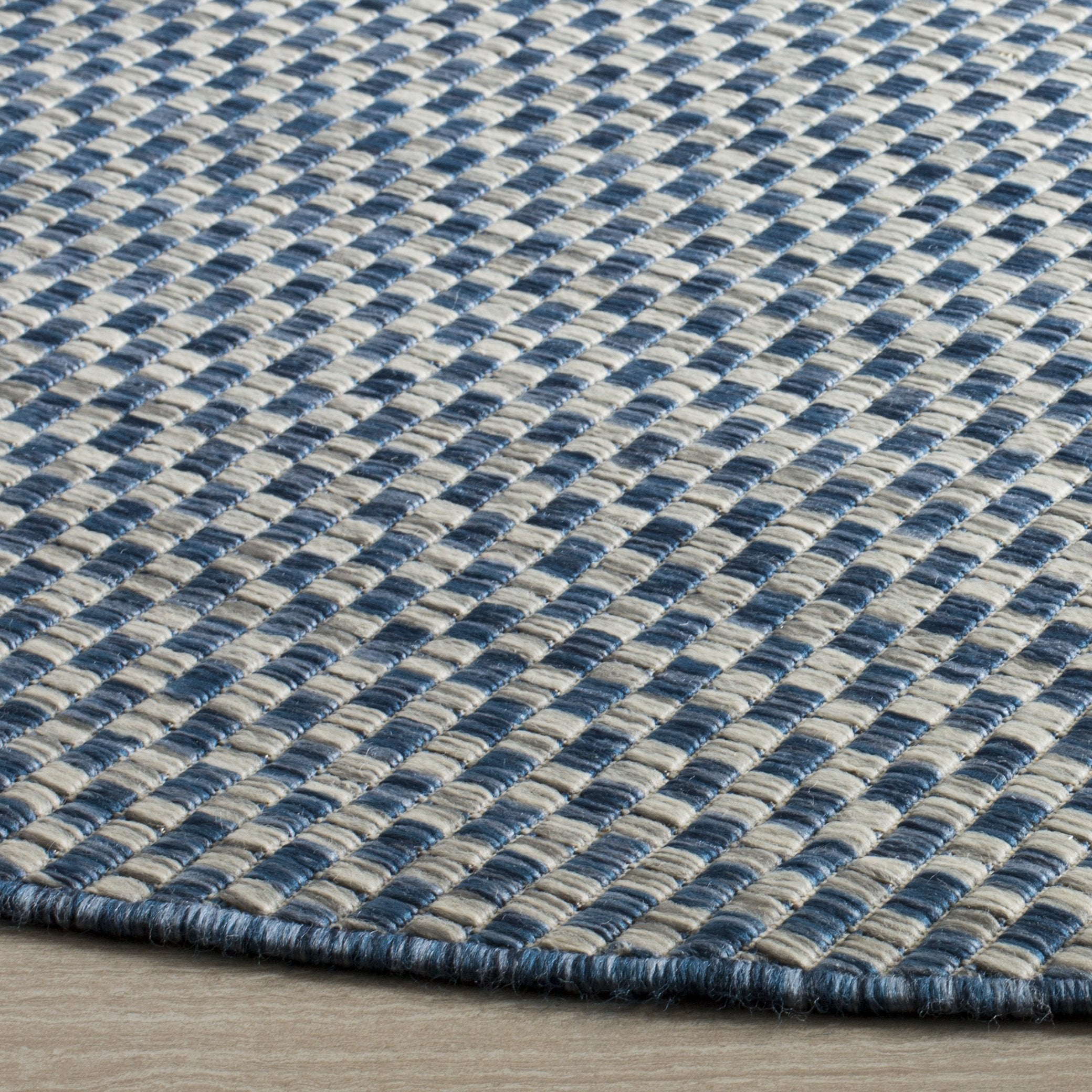 SAFAVIEH Courtyard Collection 4' Round Blue/Grey CY8653 Indoor/ Outside Waterproof Easy cleansingPatio Backyard Mudroom Area Mat