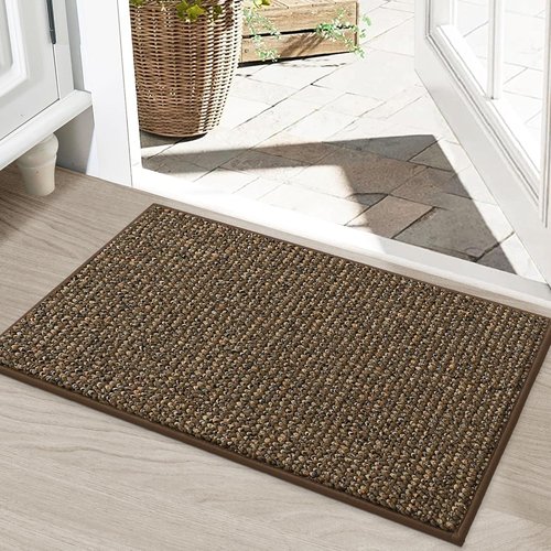 BEQHAUSE Dirt Trapper Door Mat - Non-Slip, Washable, Dirt Resistant | 20" x 32", Brown Entryway Mat