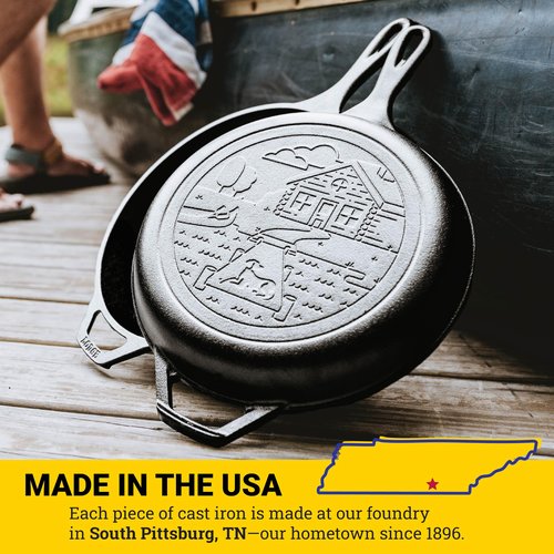 Lodge Cast Iron Wanderlust Series, Cabin Combo Cooker, 3.2 Quart Black