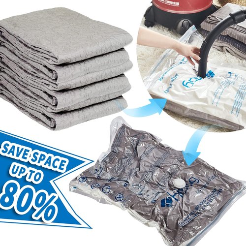 HIBAG Vacuum Storage Bags - 30-Pack Space Saver Seal Bags for Clothing, Comforters & Blankets