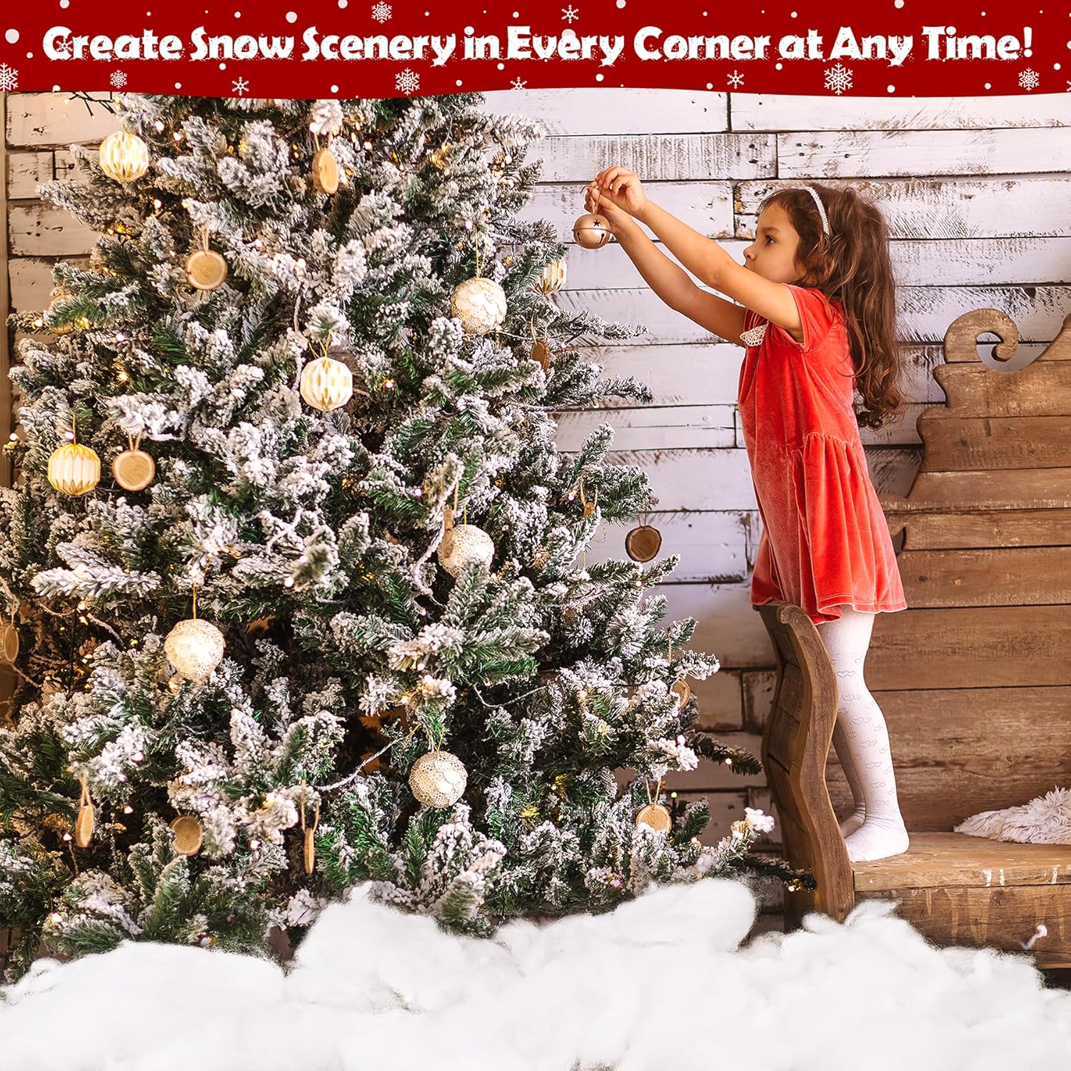 Skiennix Fake Snow Decor - 520g Fluffy Artificial Snow for Christmas & Holiday Displays