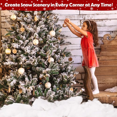 Fake Snow 1040g/36.7oz Fluffy Artificial Snow for DIY Mantle Table Village Nativity Displays,Soft Cotton Fake Snow Clouds for Winter Christmas New Year Wedding Birthday Valentines Party Decoration