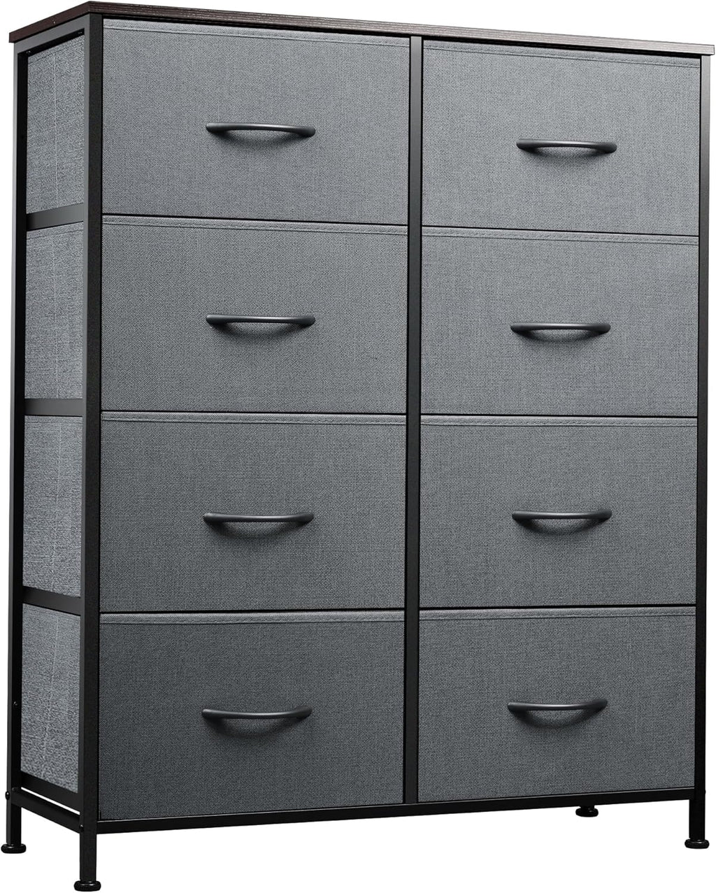 WLIVE Fabric Dresser - Tall 8-Drawer Storage Tower with Fabric Bins | Dark Gray for Bedroom & Living Room