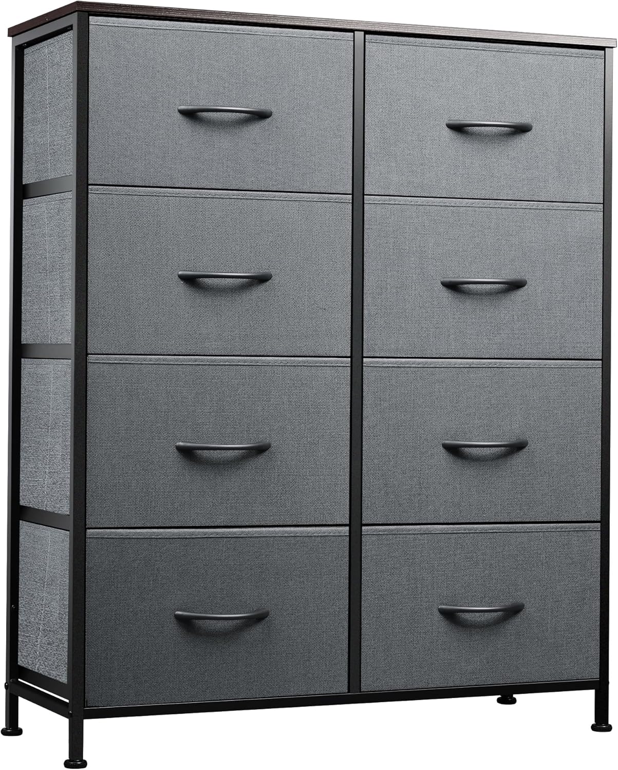 WLIVE Fabric Dresser - Tall 8-Drawer Storage Tower with Fabric Bins | Dark Gray for Bedroom & Living Room