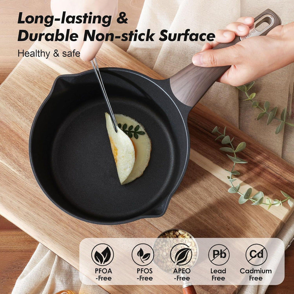 SENSARTE Nonstick Saucepan Set - 2.0 & 3.0 Quart Cooking Pots with Lid & Pour Spout | PFOA Free, Easy to Clean