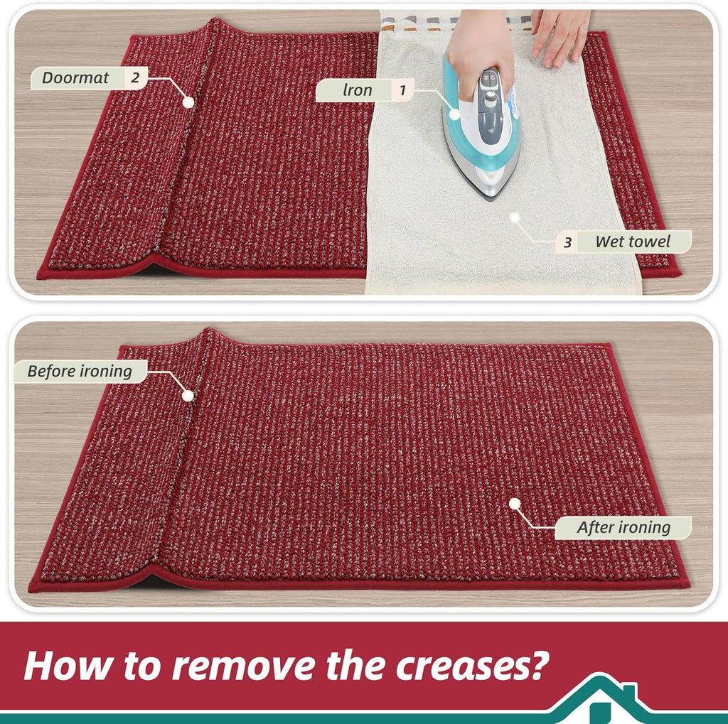 BEQHAUSE Dirt Trapper Door Mat - Non-Slip, Washable, Dirt Resistant | 20" x 48", Red Entryway Mat
