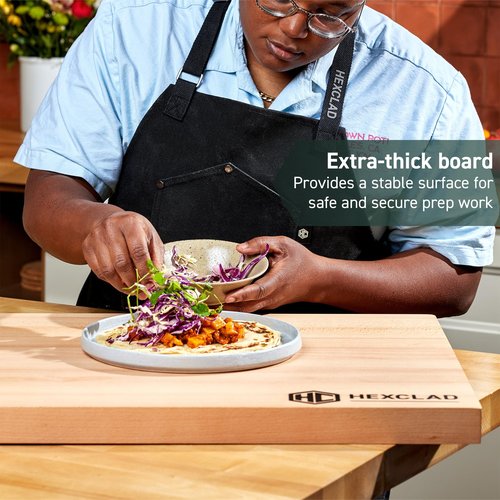 HexClad Extra Large Beechwood Cutting Board, Reversible, Hardwood, Great for Chopping, Cutting, or Serving Charcuterie, 24 x 18 Inches