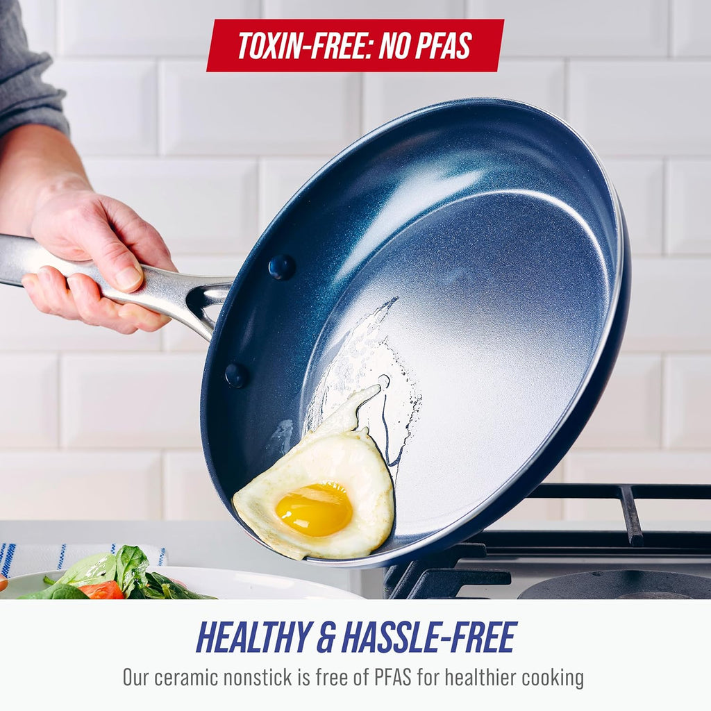 Blue Diamond 12" Nonstick Frying Pan - Diamond Infused, PFAS & PTFE-Free, Dishwasher Safe, Stay Cool Handle