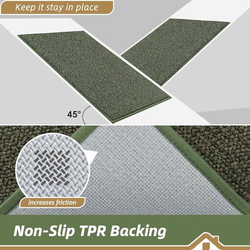 BEQHAUSE Dirt Trapper Door Mat - Non-Slip, Washable, Absorbent Entrance Mat | 24" x 60", Green
