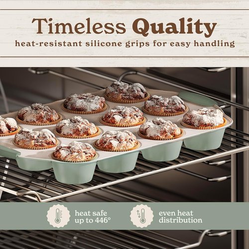 Country Kitchen Nonstick Bakeware Set - Durable 22-Piece Baking Set with Easy Release & Silicone Muffin Cups