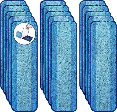 Bona Microfiber Mop Pads - 15-Pack Washable Reusable Refills for Hardwood & Tile Floors | Pet Hair & Stain Remover