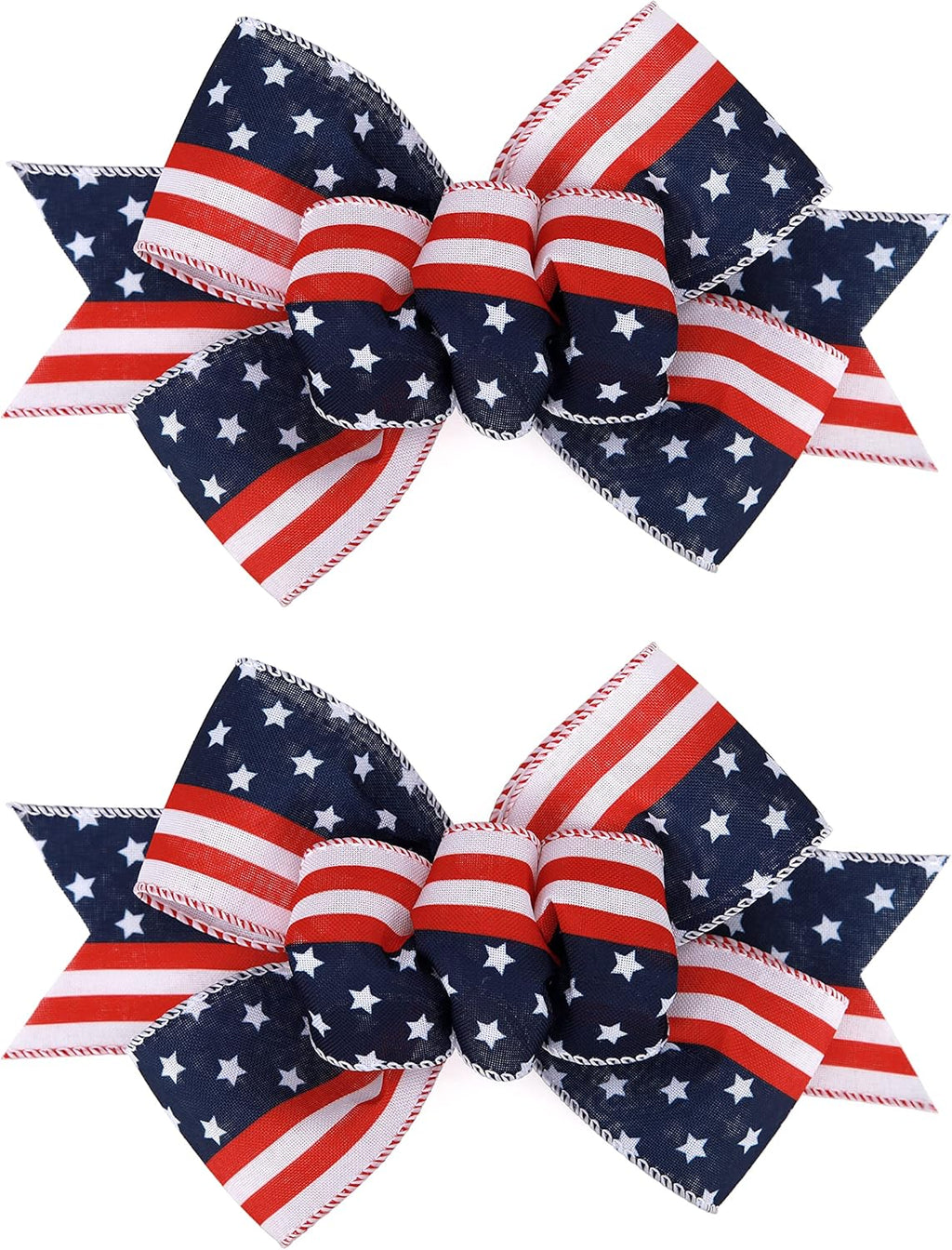 Meseey Christmas Burlap Bow Set - Handmade Decorative Wreath & Tree Ornaments | Large Patriotic Design