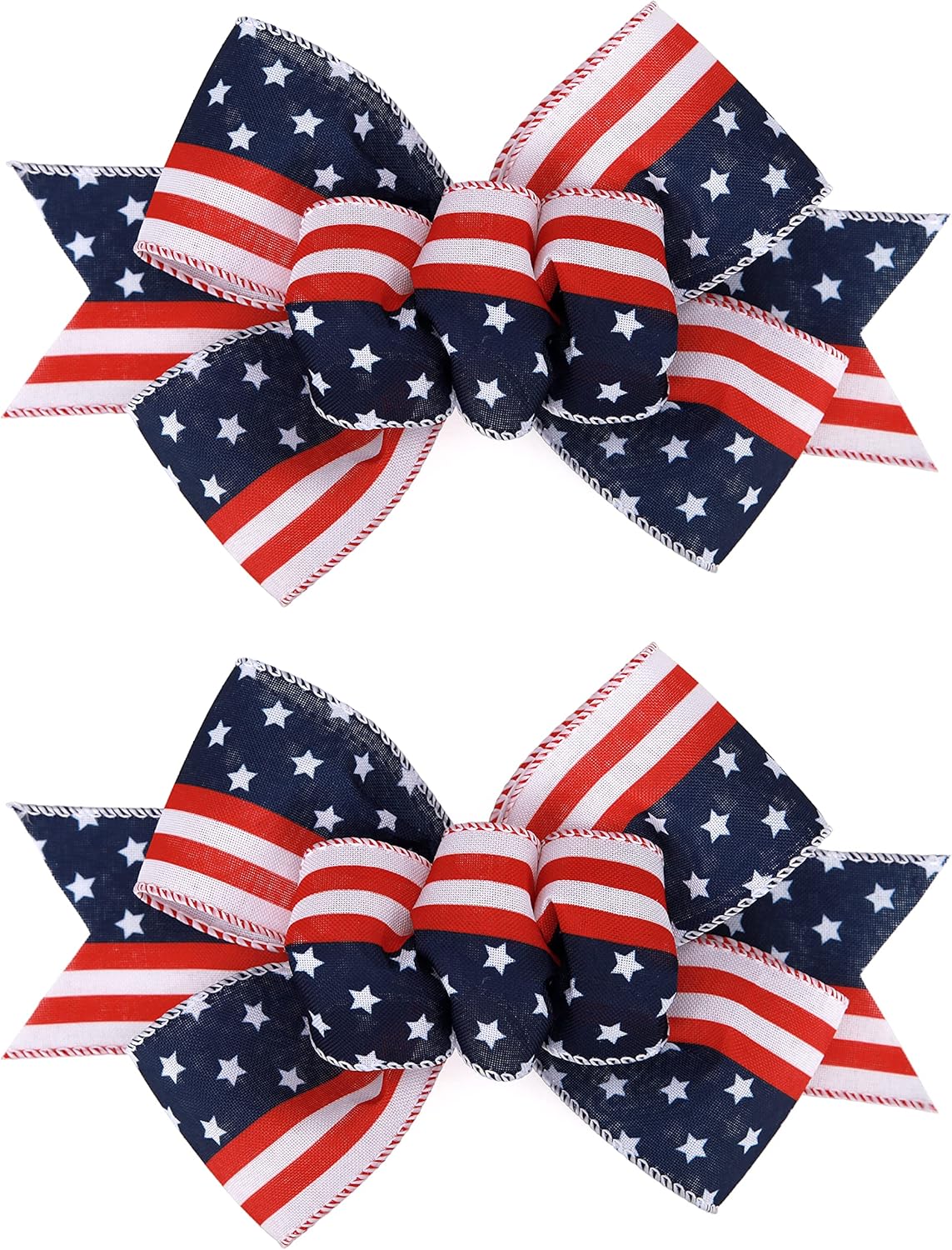Meseey Christmas Burlap Bow Set - Handmade Decorative Wreath & Tree Ornaments | Large Patriotic Design