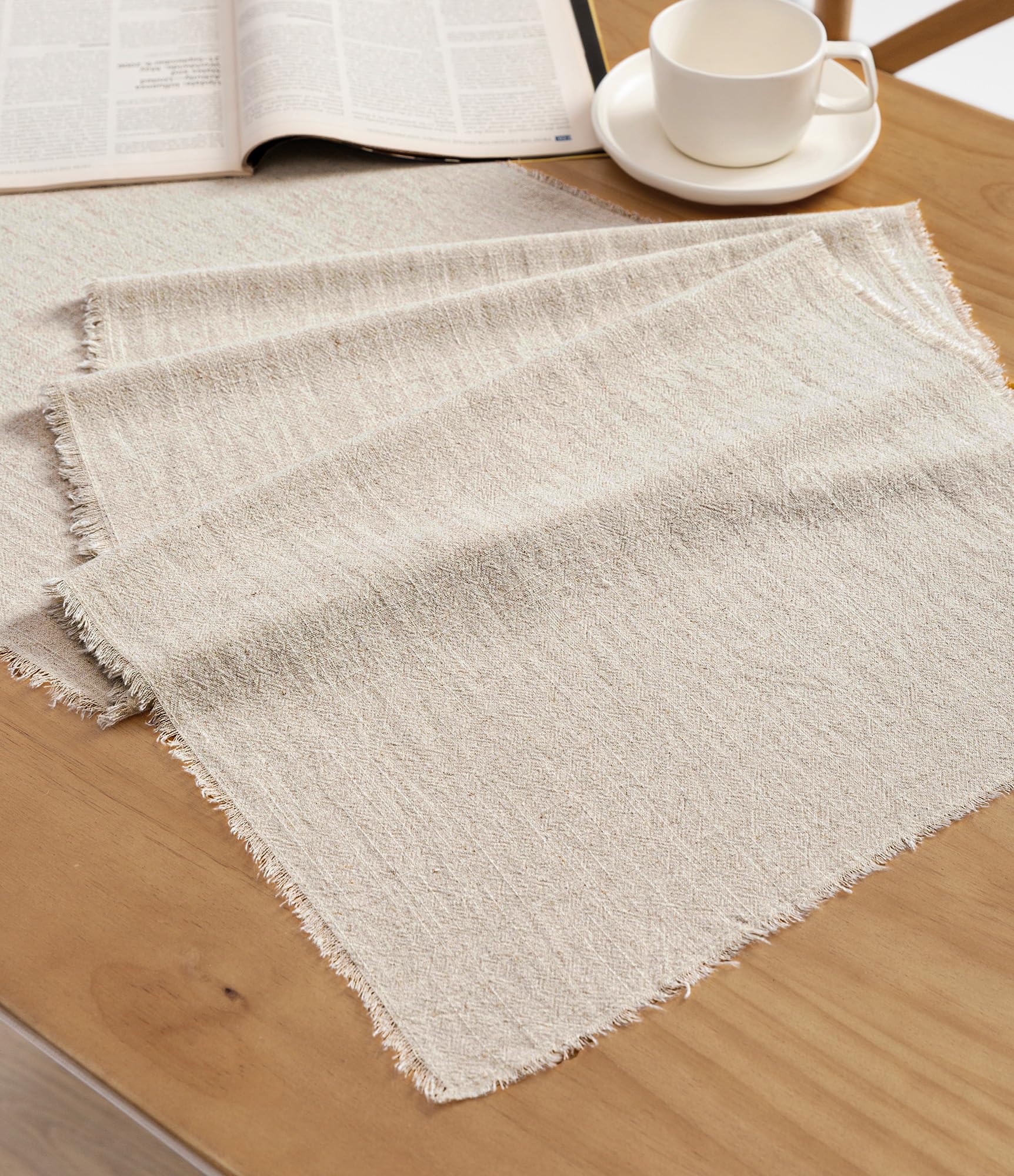 Vitalizart Beige Table Runner 14 x 120 Inches Long Slub Texture Cotton Linen Table Runner for Rustic Home Decorations Dining Room Wedding Decor Reception Bridal Shower Thanksgiving Christmas