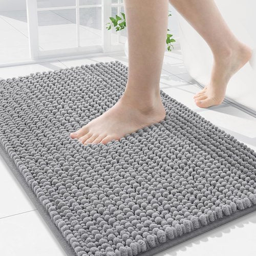 Arotive Bathroom Rugs - Extra Soft Shaggy Chenille Bath Mats | 32x20, Machine Washable, Grey
