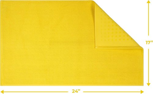 Cotton Paradise 100% Cotton Bath Mat - Non-Slip, Soft & Absorbent, Quick Dry, 17x24 Inch, Yellow