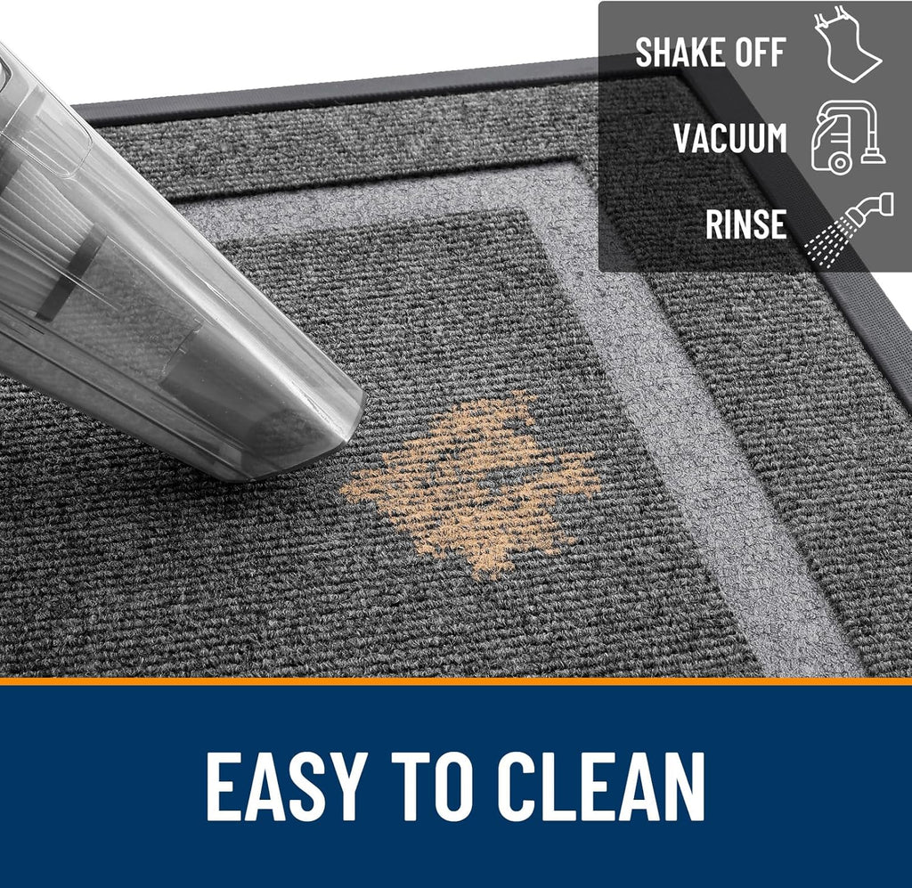OLANLY Waterproof Front Door Mat - All-Season Indoor/Outdoor Doormat, Easy Clean, 29.5x17, Dark Grey
