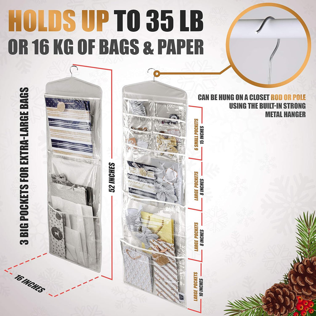 Skiennix Large Double-Sided Gift Bag Organizer - Tissue Paper Holder in Grey