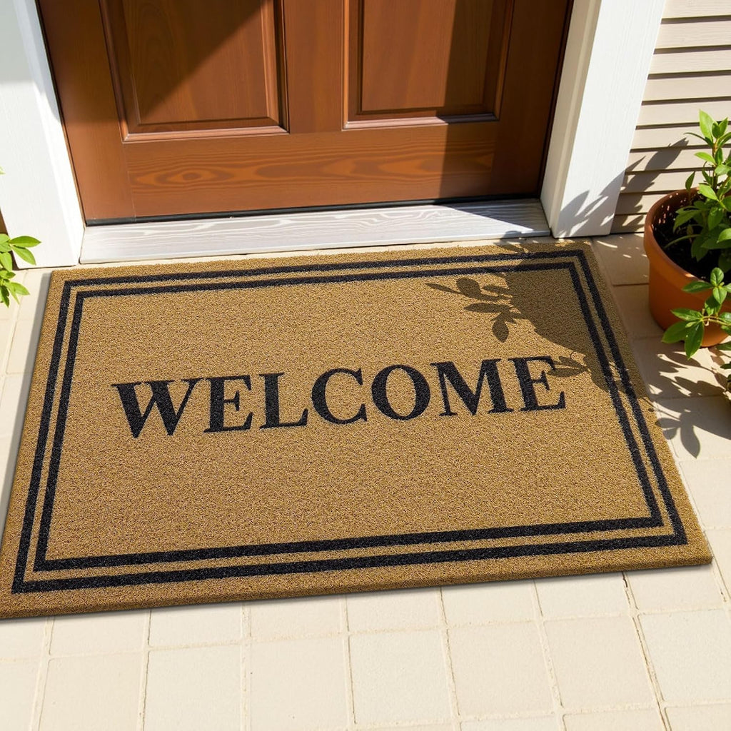 OLANLY Front Door Mat - Low Profile, Stain & Fade Resistant, Easy to Clean | 35x23 Inch, Brown Welcome Mat