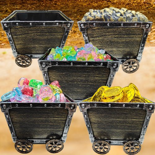 Kids Mining Cart Treasure Chest Toys Vintege Mine Car Compartment Box for Pretend Play Preschool Kids Ages 3+ Years