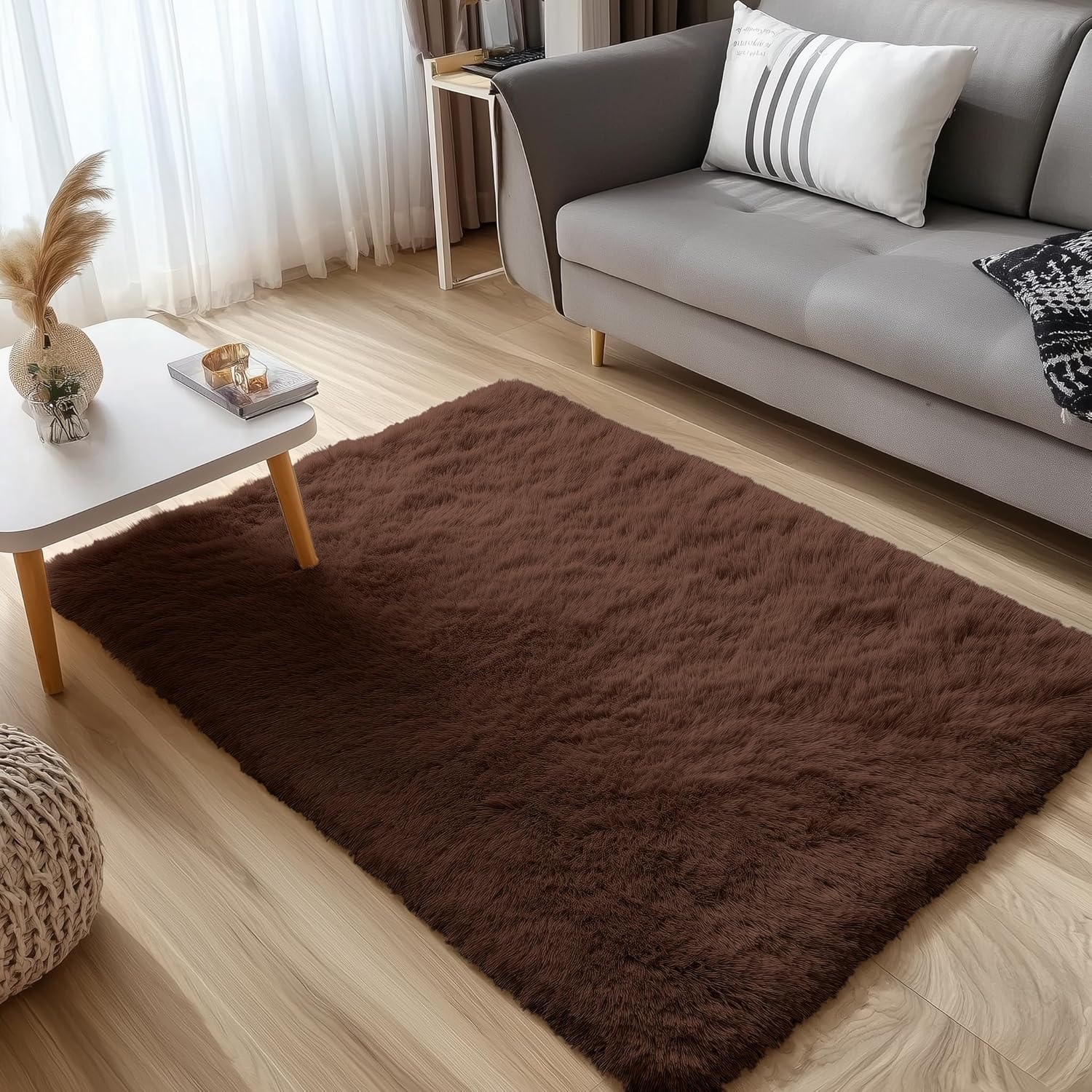 OLANLY Accent Rug - Soft Fluffy Shaggy Area Rug for Bedroom & Living Room | Machine Washable, 3x4 ft