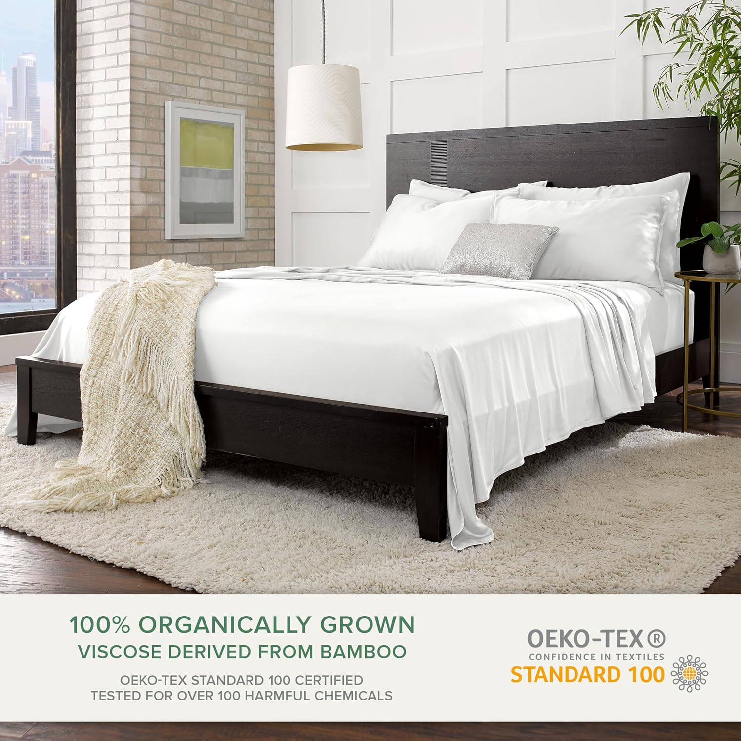 Pure Bamboo Queen Pillowcases - Luxuriously Soft & Cooling 100% Organic Viscose | Double Stitching, White (Set of 2)