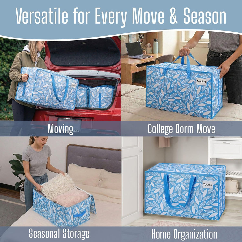 VENO Extra Large Heavy Duty Moving Bags - 4 Pack with Wide Opening & Reinforced Handles for Storage