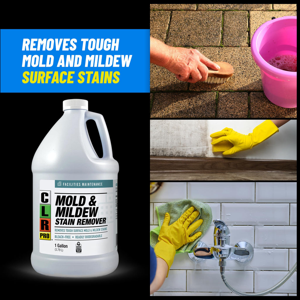 CLR PRO Heavy Duty Bleach-Free Mold & Mildew Stain Remover - Works on Tile, Wood, Concrete, Glass, and More, 1 Gallon Bottle