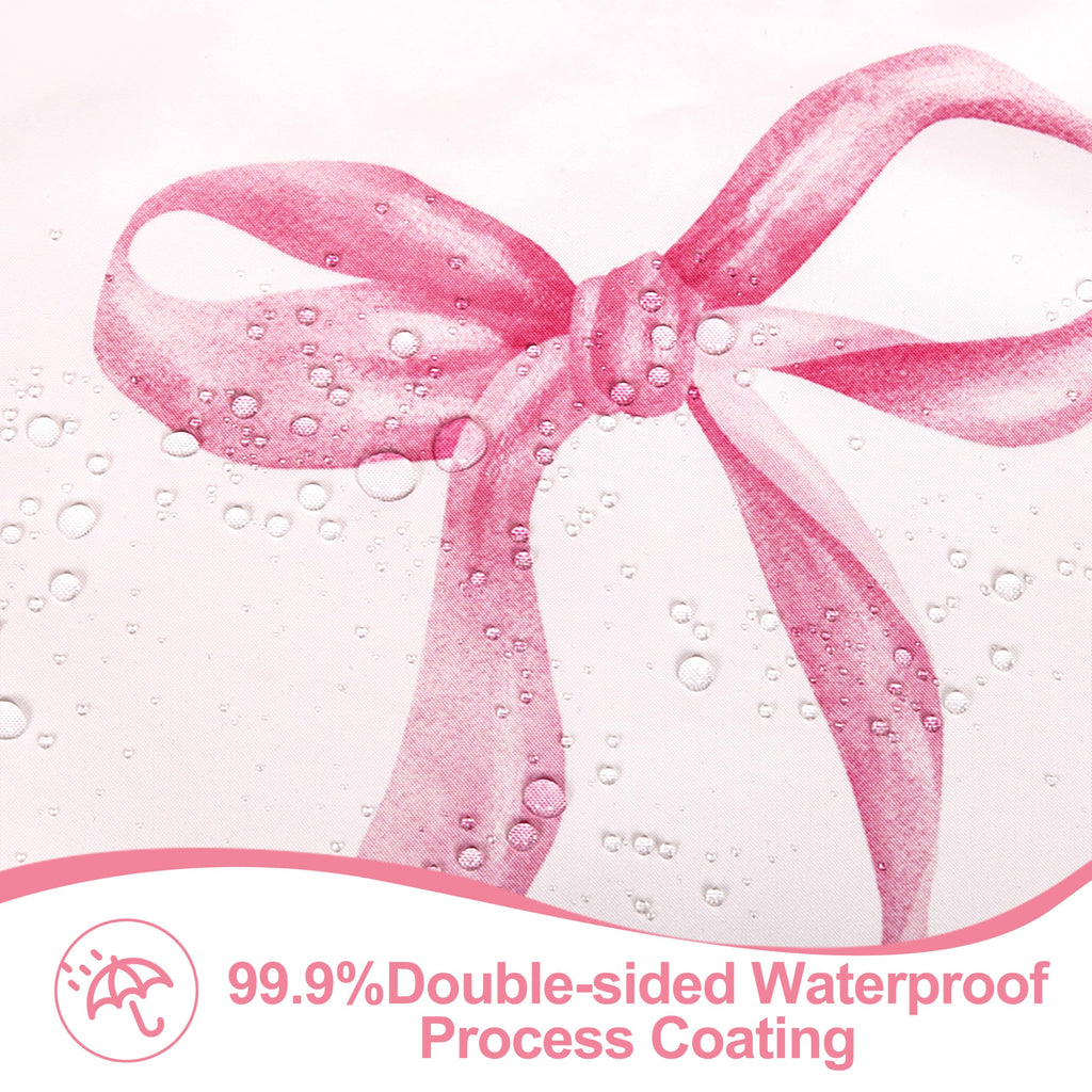 MUGINYU Girls Pink Bow Shower Curtain with Scalloped for Preppy Bathroom Decor,Cute Ruffle Girly Shower Curtains,Coquettecute Chic Aesthetic Shower Curtain Set with Hooks 72x72 Inch