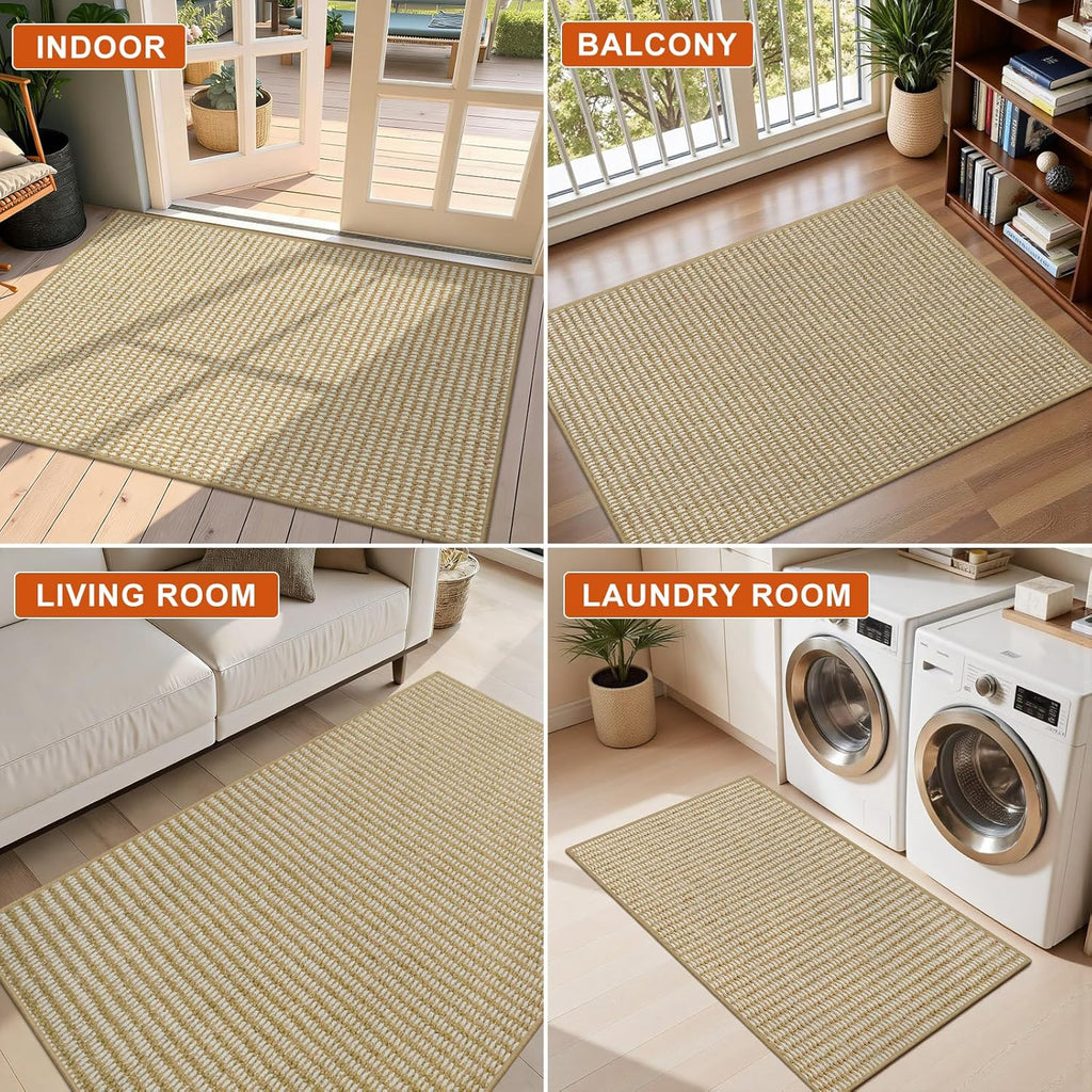 Regine Switzerland Dirt Trapper Door Mat - Non-Slip, Absorbent, Washable | 20" x 32", Beige White