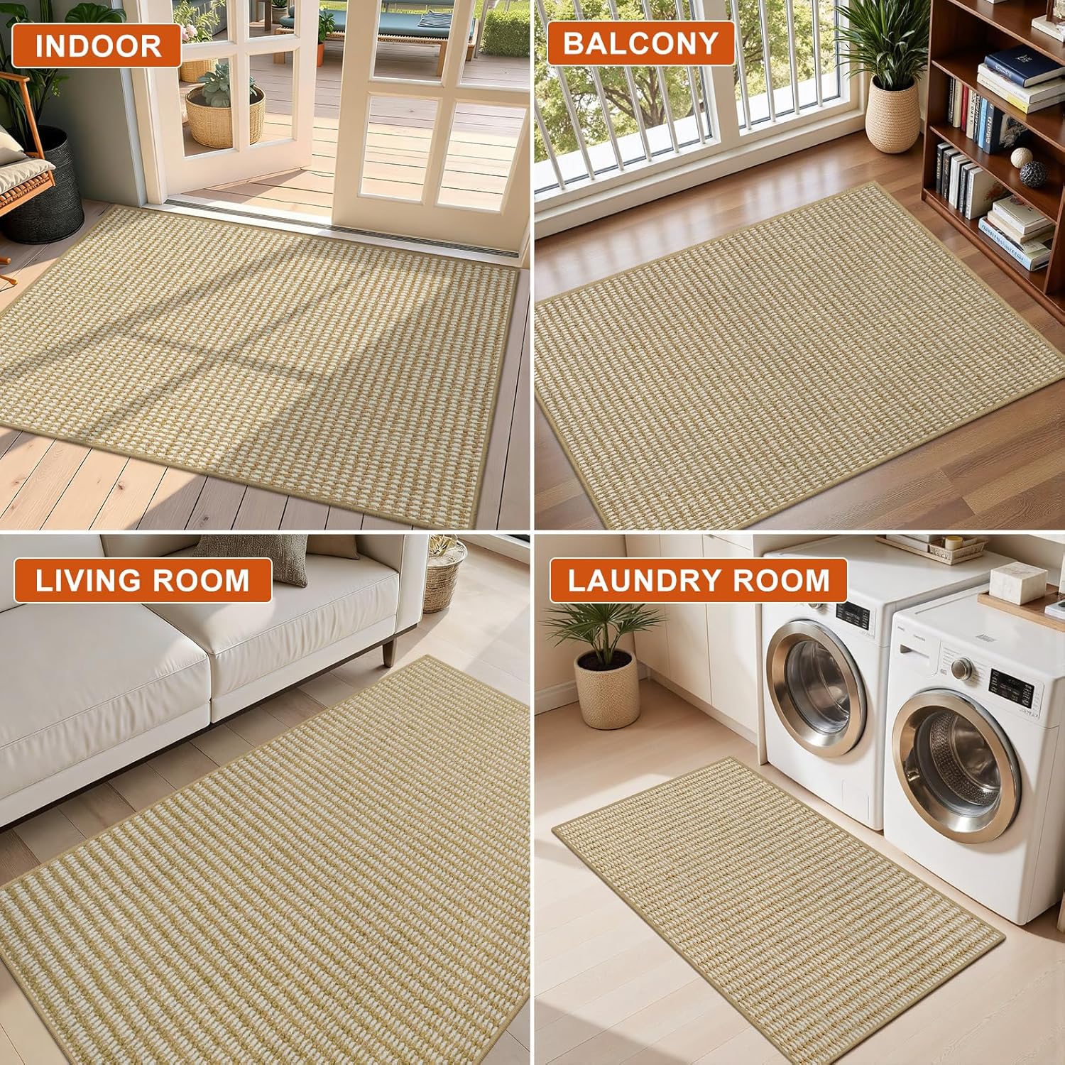 Regine Switzerland Dirt Trapper Door Mat - Non-Slip, Absorbent, Washable | 20" x 32", Beige White