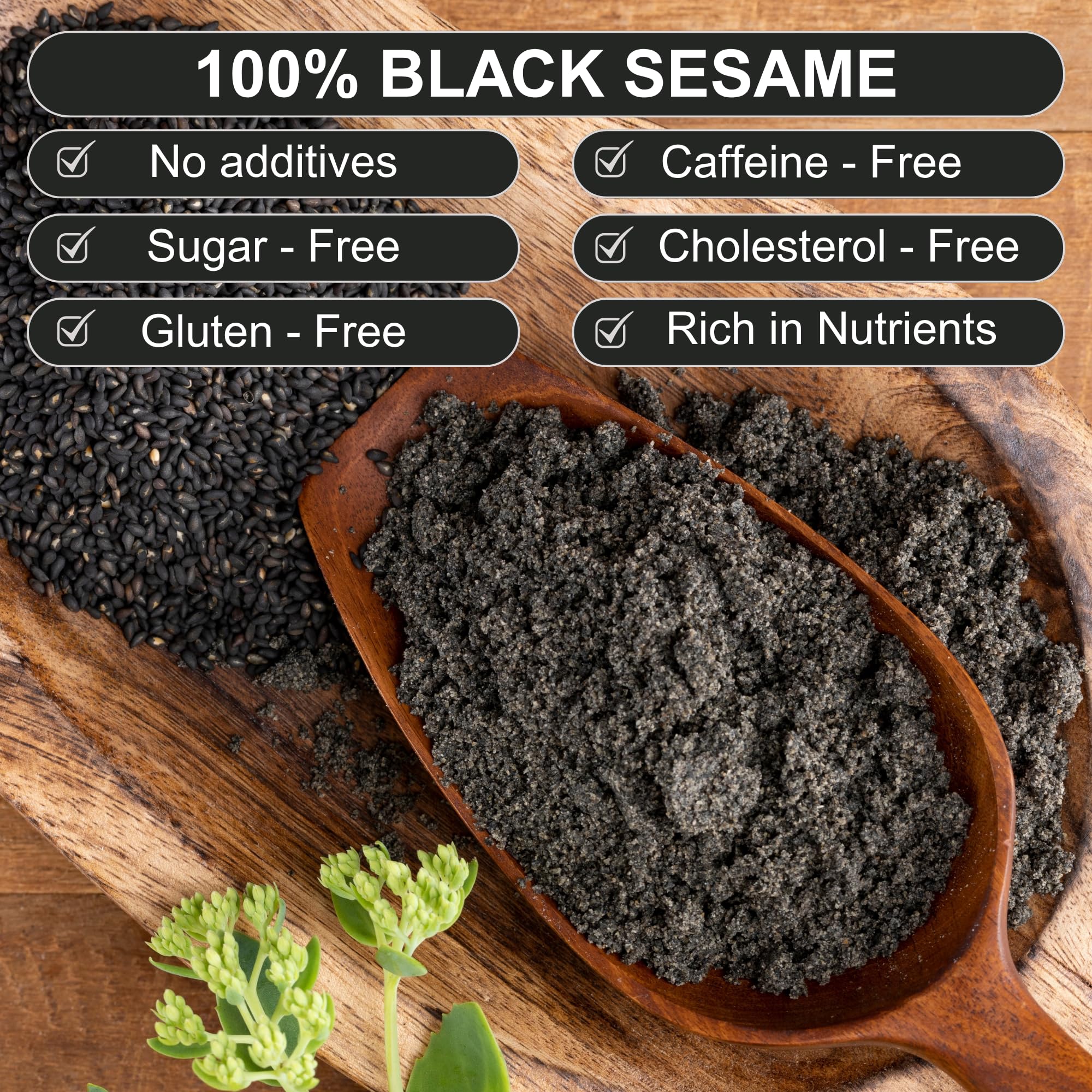 BOTAMONY Black Sesame Powder 12.3oz, Vegan Gluten-Free Non-GMO, Plant Protein & Fiber, Rich Minerals Nutty Flavor, Finely Ground Roasted Seeds for Smoothies Baking Recipes